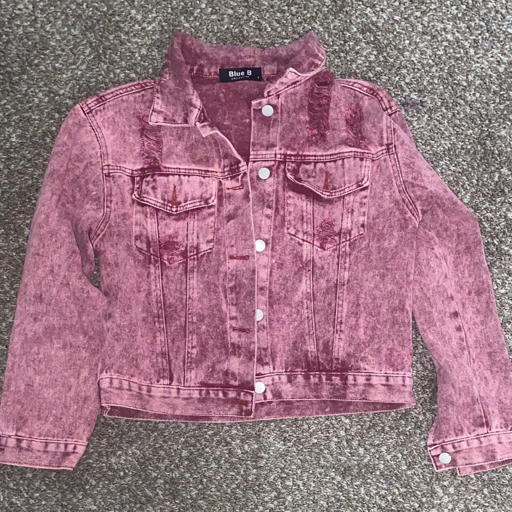 Blue B Pink Acid Wash Denim Jacket